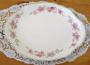 Plato ovalado vintage Homer Laughlin rosas rosas y amarillas ~ 10" x 13 3/8" ~ - Imagen 1 de 8