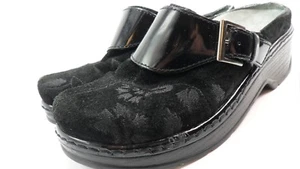Zuecos de mula KLOGS para mujer de gamuza negra charol en relieve talla 8 - Imagen 1 de 9