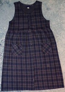 Vintage 90's Lissa B Women's Plus 2XL Plaid Jumper Maxi Dress Buttons Pockets - Picture 1 of 7