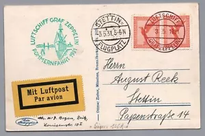 Dr Correo Aéreo Pommernfahrt - LZ.127 Graf Zeppelin 1931 Dependiendo Szczecin - Imagen 1 de 2