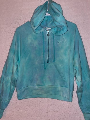 UNDERCOVER Felpa con cappuccio Victoria’s Secret On Point donna acqua mezza zip vita crop taglia S tie dye