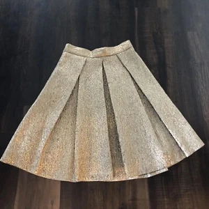 ELIZA J Jacquard Floral Skirt Gold Metallic Foil Women’s Sz 4 - Picture 1 of 12