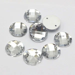 100 Clear Flatback Acrylic Sewing Rhinestone Round Button 12mm Sew on bead - Picture 1 of 9
