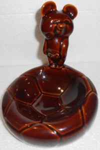 Soviet porcelain ceramic ashtray Olympic bear on ball, Olympics 1980 in Moscow - Picture 1 of 6
