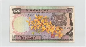 SINGAPORE 25 Dollars 1972, P-4 Orchid Series, A/48 996126, Original VF. A8 - Picture 1 of 2