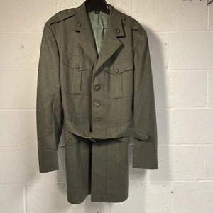 1960 Vietnam War US Marines USMC Uniform Dress Jacket Coat Kersey Green EGA Pins - Picture 1 of 24