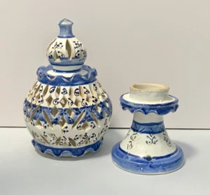 Antiguo candelabro templo cerámica turca arte popular celosía Kutahya Iznik 12" - Imagen 1 de 16