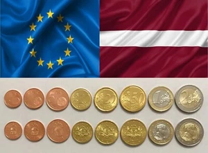 LETONIA - Juego completo de 8 monedas (euro, centavo) 2014 - 2019 - Unc - Imagen 1 de 2