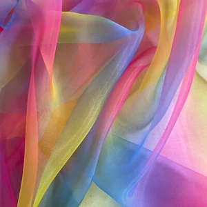 Rainbow Organza Fabric Fantasia Dress Costume Fancy Dress Voile Wide150cm - Picture 1 of 6