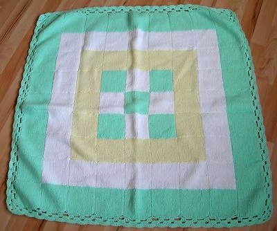 HERMOSA MANTA DE ABUELA TEJIDA A MANO COMO NUEVA/LIMÓN/BLANCO UNISEX IMPECABLE ENVÍO Y DEVOLUCIÓN GRATUITOS Foto 1 de 3