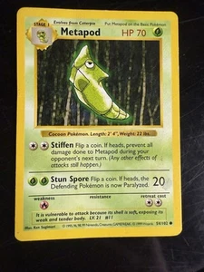 Pokémon Card - Metapod - 54/102 - HP - Base Set Shadowless - Picture 1 of 4