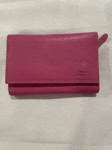 Firenze Italian Pink Leather Vera Pelle Tri Fold Wallet New No Tag - Picture 1 of 11