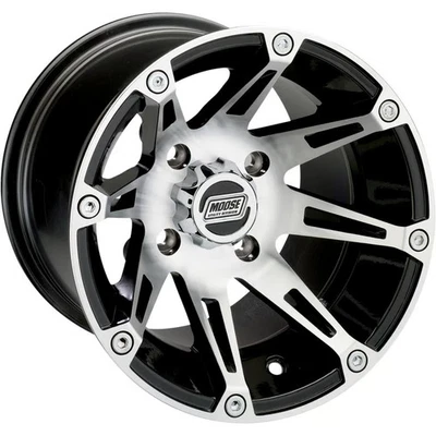 Moose 387X Wheel - 14x8 - 4+4 Offset - 4/156 - Machined/Black ATV/UTV Snowmobile - Imagem 1 de 3