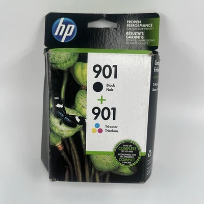 HP 901 Black and Tri-color Ink Cartridges - 2 Pack (CZ076FN) Exp. 08/ 2016 - Image 1 of 4