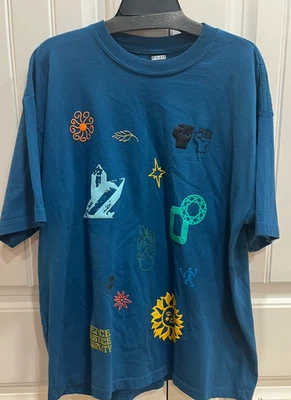 OBEY Blue Get In The Groove Men's Size XL Frog Casual Full Graphic T Shirt - Image 1 of 4