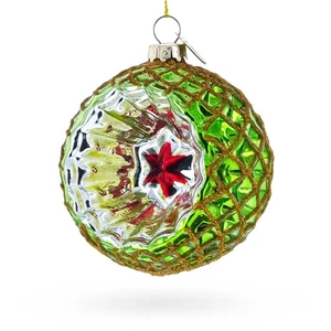 Green Starburst Indent Glass Ornament - Picture 1 of 4