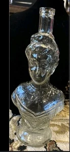 Antique QUEEN ELENA of ITALY Clear Glass LADY BUST Decanter 12½" BOTTLE - Picture 1 of 6