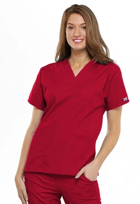 Cherokee Workwear Originals Women's V-Neck Scrub Top | 4700 - Size XS - RED NWT - Image 1 of 4