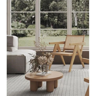 Manhattan Comfort Hamlet Solid Ash Wood Accent Chair in Natural - Image 1 of 4