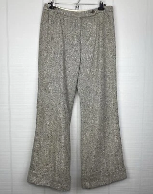 Pantalones de vestir Express mezcla de lana gris y blanco Chevron pantalones forrados con puños 9/10 Foto 1 de 4