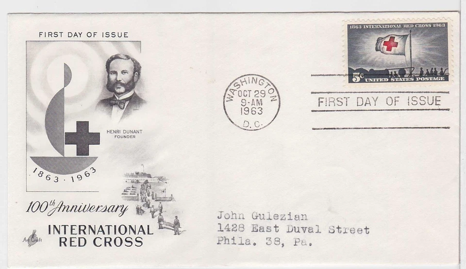 TurtlesTradingPost- American Red Cross 1963- #1239 FDC Artcraft Cachet - Image 1 of 1