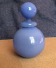 Vintage blue glass perfume bottle with stopper excellent condition elegant 