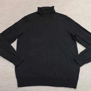 Club Room Sweater Medium Black Turtleneck Merino Wool Blend Thin Knit Solid - Picture 1 of 6