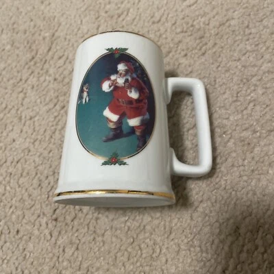 Taza de Navidad Coca Cola Santa 1996 "When Friends Drop In" Borde Dorado Foto 1 de 4