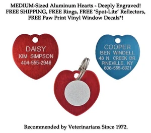 Heart Dog/Cat Pet ID Name Tags-Custom Engraved Tag W/ Up to 5 Line Ships FREE - Picture 1 of 6