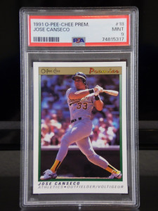 1991 O-Pee-Chee Premier JOSE CANSECO #18 Baseball Card ATHLETICS PSA 9 Mint POP3