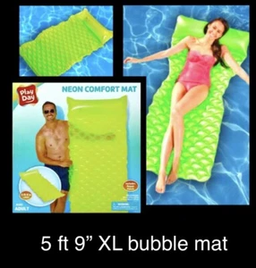 Play Day XL Neón confort burbuja alfombrilla/flotador/balsa para piscina/playa, 5 pies 9” largo adulto - Imagen 1 de 12