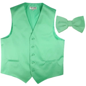 Nuevo Chaleco Formal para Hombre Chaleco Esmoquin_precorbata Pajarita Sólido Ajustado Verde Agua - Imagen 1 de 4