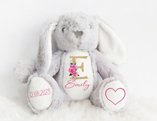 Personalised Soft Toy Princess Floral Bunny Plush Teddy Bear Cuddly New Baby Gif