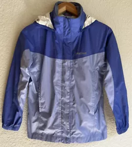 Marmot Hooded Windbreaker Rain Jacket Hooded Girl’s Size M Full Zip Blue - Picture 1 of 7