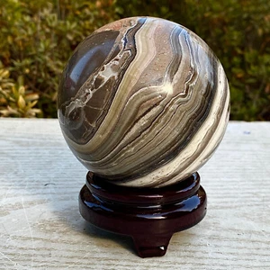 2.97LB Natural zebra stone agate crystal mineral quartz ball decoration - Picture 1 of 12