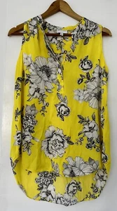 Witchery Sleeveless Tank Top Yellow White Floral S 8 EUC - Picture 1 of 4