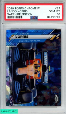 2020 TOPPS CHROME FORMULA 1 SAPPHIRE EDITION LANDO NORRIS #27 ROOKIE RC PSA 10 - Image 1 of 3