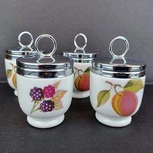 4 Royal Worcester Egg Coddlers VTG EVESHAM Pattern Plums & Blackberries - Picture 1 of 10