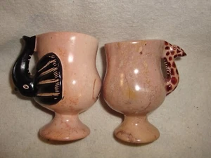 PAIR OF SOAPSTONE HANDCRAFTER CUPS/MUGS MADE IN KENYA 007 - Picture 1 of 1