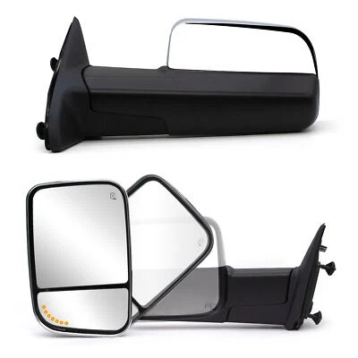 Par de espejos retrovisores de remolque para Dodge Ram Power 2013 2014 2015 2016 2017 cromo térmico Foto 1 de 4