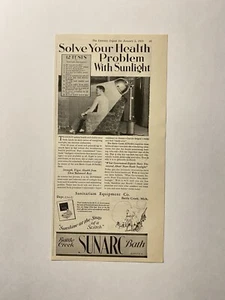 Battle Creek Sunarc Bath Antique 1920’s Medical Print Ad Sanitarium Equipment Co - Picture 1 of 2