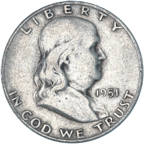 1951 S Franklin Half Dollar 90% Silver Fine FN See Pics Y307 Cover