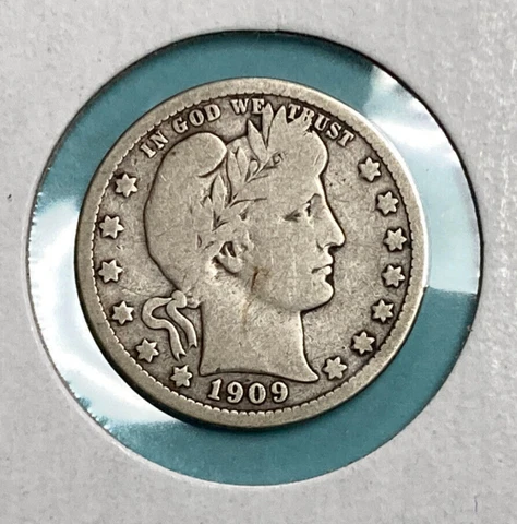 1909 D Barber Quarter ~ Old United States Silver Coin ~ #1 Cover