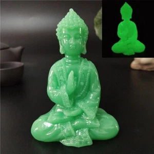 Glowing Meditation Buddha Statue Jade Stone Ornament Buddha Sculpture Figurines - Picture 1 of 12