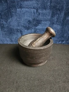 Heavy Duty Large Mortar and Pestle Black Polished Marble Stone Pharmacy Cooking - Picture 1 of 8