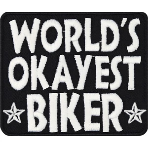 Biker Patch Aufnäher/-bügler World's okayest Biker Motorrad Applikation 80x65mm - Bild 1 von 8