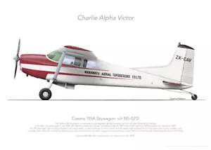 Cessna 185 ZK-CAV 1960 print - A3+ Profile Print - Bild 1 von 4