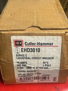 Cutler Hammer EHD3010 Circuit Breaker, 3 Pole, 10 Amp, 480V, New Surplus in box - Picture 1 of 10