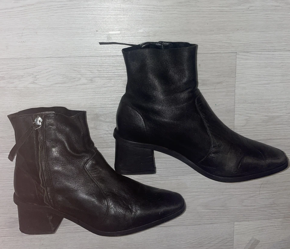 Botín Topshop de cuero con cremallera lateral para mujer 38/7,5 negro Foto 1 de 4