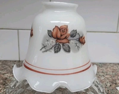 Vtg Fixture Vanity Lily Lamp Shade  Bell Rose White Glass Globe Barn Cottage - Image 1 of 4